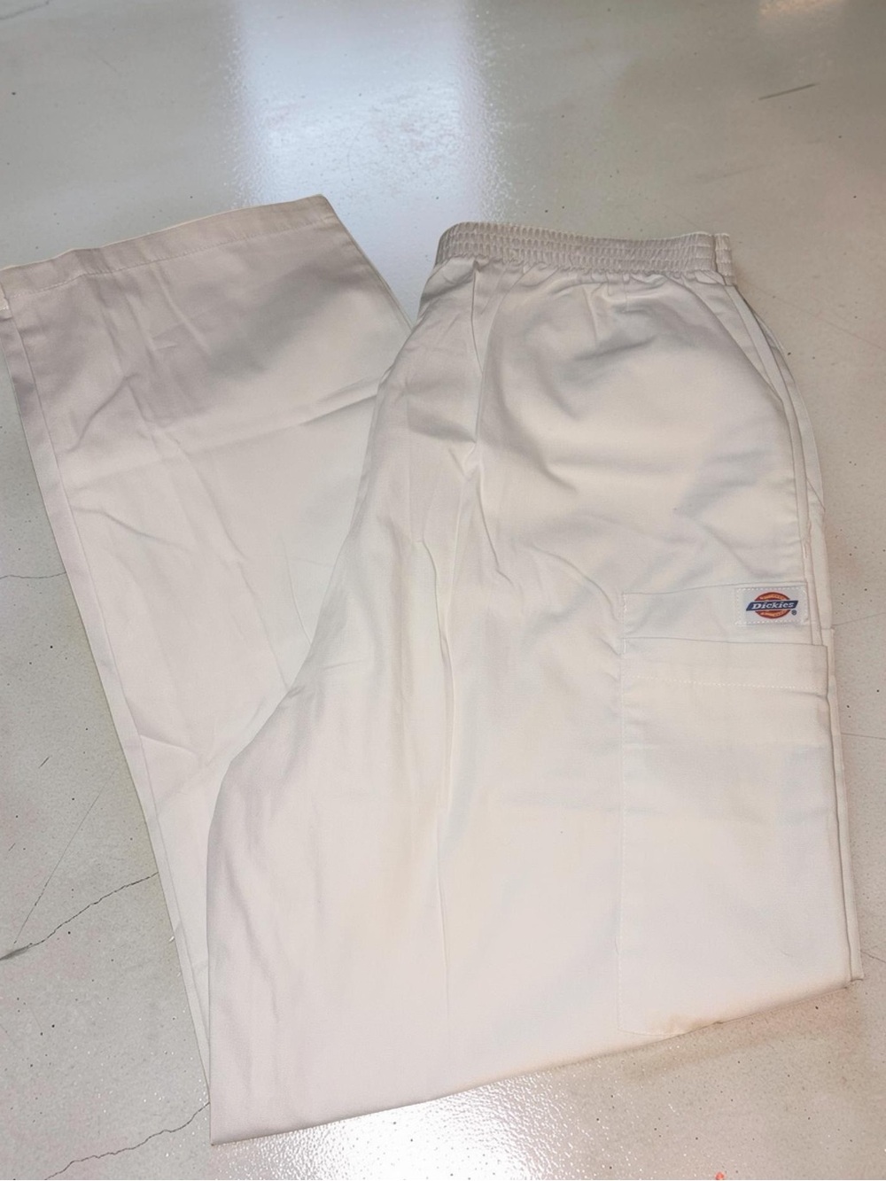 Dickies White Elastic Waist Work Pants